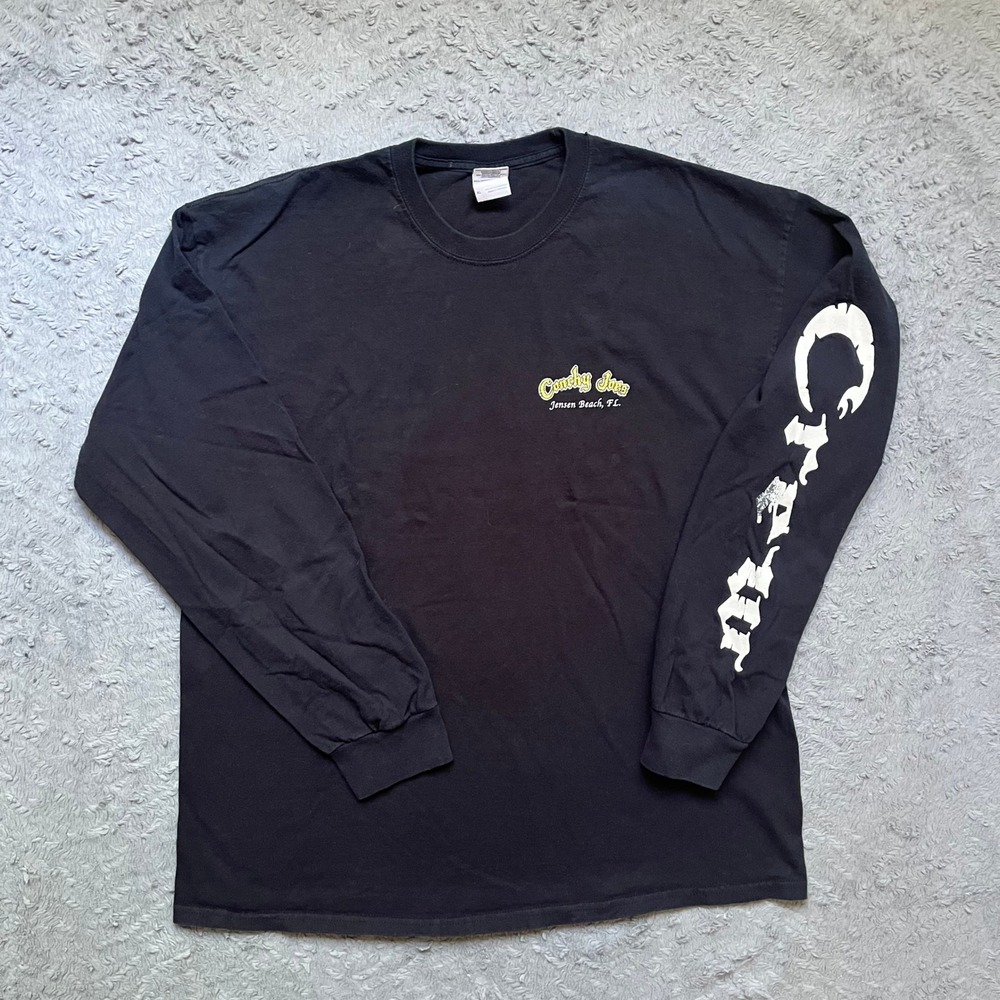 Vintage Destination Tee Graphic Florida Parrot Crew Long Sleeve XL Black